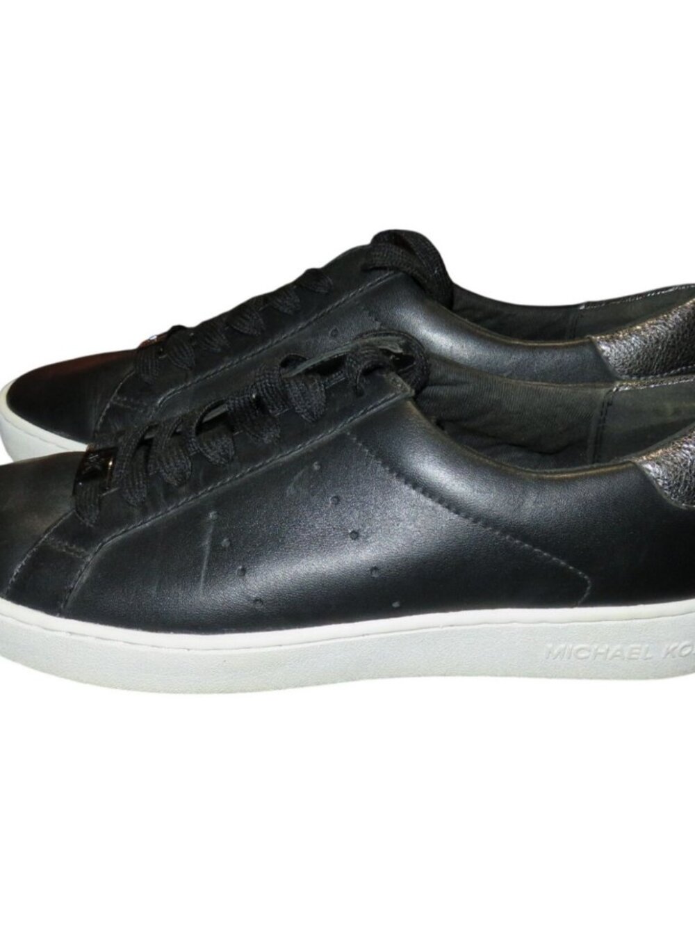 Michael Kors MK City Irving Lace Up Black & White Leather Sneakers Kicks 8.5